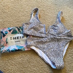 NWT Shein women’s high waisted polka dot suit.